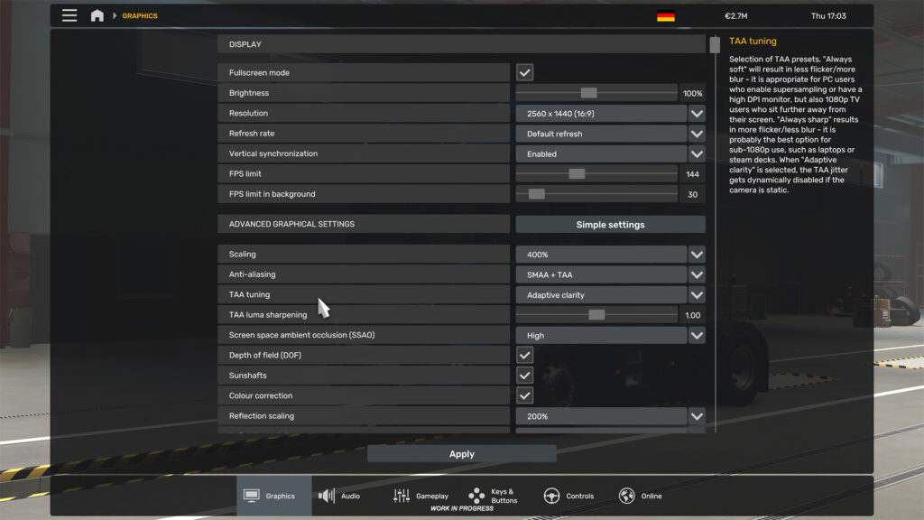 Euro Truck Simulator 2 - 1.50 Güncellemesi Deneysel Beta 15 Options QoL Improvements Tooltips
