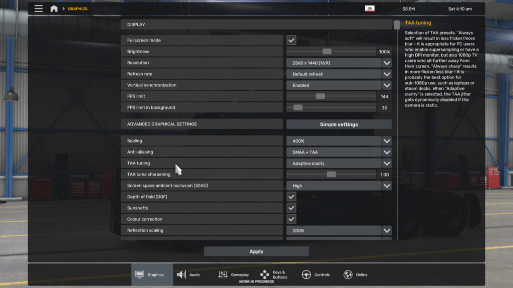 American Truck Simulator – 1.50 Güncellemesi 12 Options QoL Improvements Tooltips